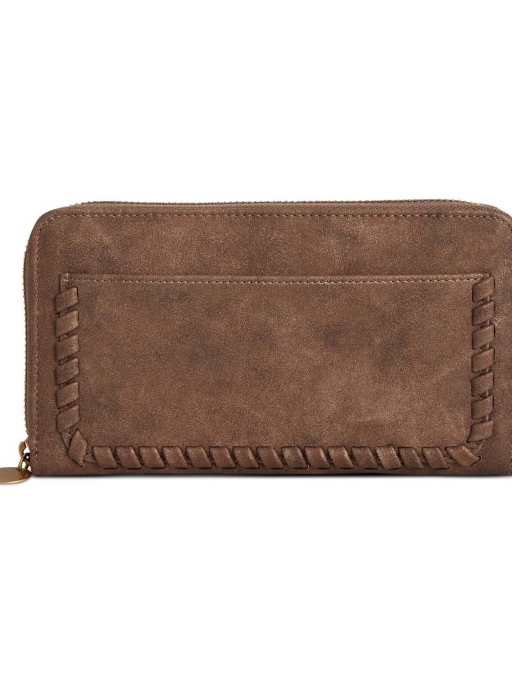 NWT Style & Co Nubuck metallic chocolate whipstitch wallet